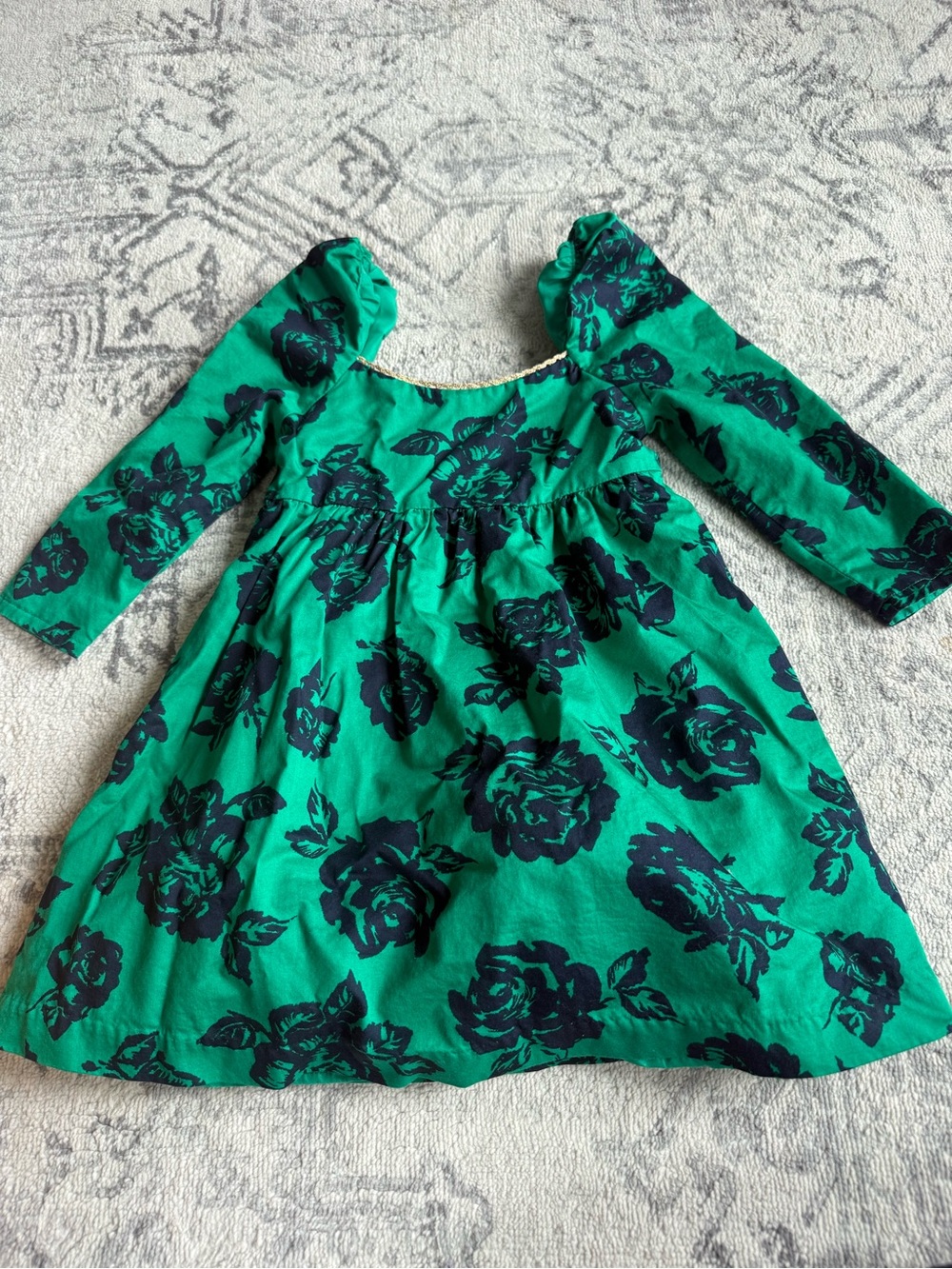 Janie and Jack size 3T Emerald Green Dress with Navy Floral Print